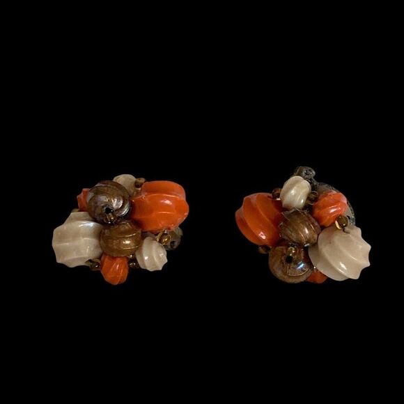 Vintage Austrian ab glass bead earrings clip - Picture 5 of 8